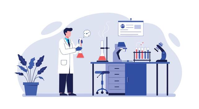 Scientist conducting experiment in modern laboratory setting vector