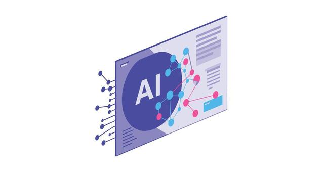 Isometric ai technology interface with neural network and circuit elements vector
