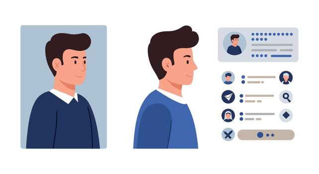 Profile and user interface concept with male avatar and social media elements vector