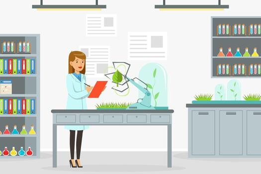 artificial inteligencia desarrollo con mujer científico personaje comprometido en robot y máquina investigación ilustración vector