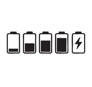 Visual Representation of Battery Power Levels from Empty to Fully Charged with a Lightning Bolt Symbol Indicating Charging Status vector