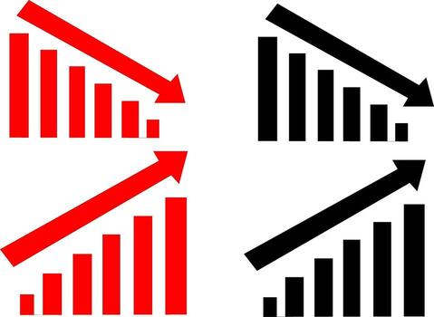 Four different graphs showing an upward trend vector