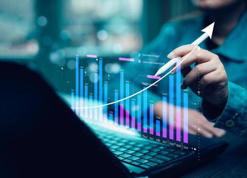 Analytic and Data Management Systems. Business Analytics and Data Management Systems to make reports with KPI and metrics connected to the database for technology finance photo