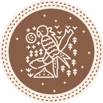 Yellow headed Parrot Concise Digital Graphic Sketch vector