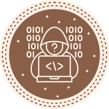 hacker distintivo producto gráfico forma vector