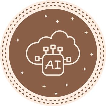 AI Cloud Service Sharp Line Art Drawing vector