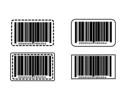Barcodes including dashed and rounded corner vector