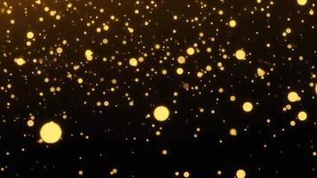 Loopable golden particle bokeh overlay with falling glitter on black background video