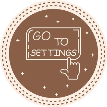 Vamos a ajustes dedo grifo botón distintivo producto gráfico forma vector