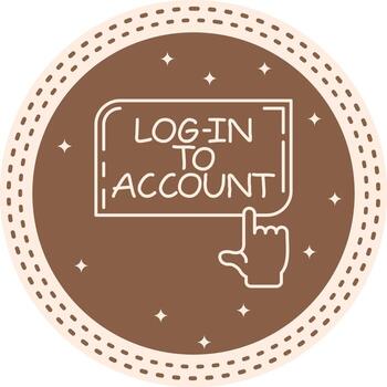 Log into Account Finger Tap Button Sharp Line Art Drawing vector
