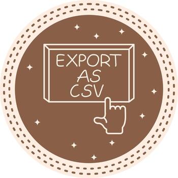 Export as CSV Finger Tap Button Balanced Flat Symbol vector