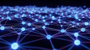 Futuristic glowing neural network mesh of connected data nodes and links video