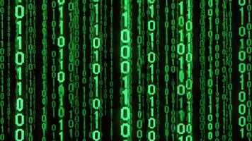 abstrakt Grün binär Regen Digital Code Hintergrund mit Vertikale Streaming Einsen und Nullen video