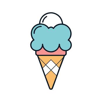 Ice Cream Cone with Two Scoops Outline vector