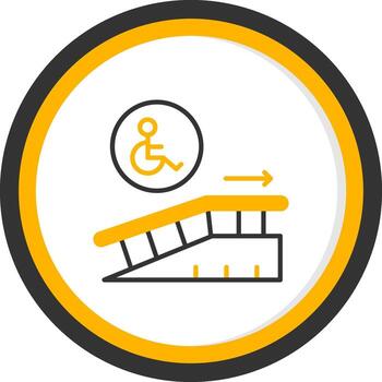 Disabled Persons Access Ramp Line Two Color Circle vector
