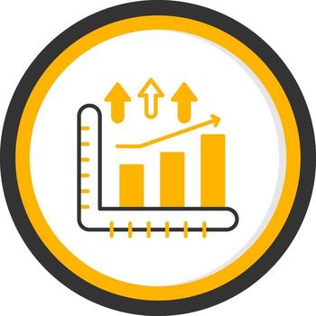 Increasing Bar Graph Growth Line Two Color Circle vector