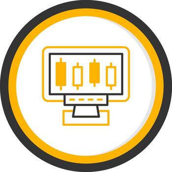 moderno oficina computadora línea dos color circulo vector