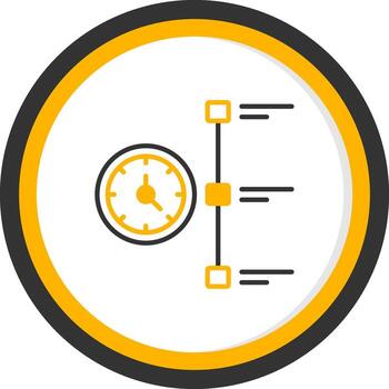 proyecto glifo de tiempo diagrama línea dos color circulo vector