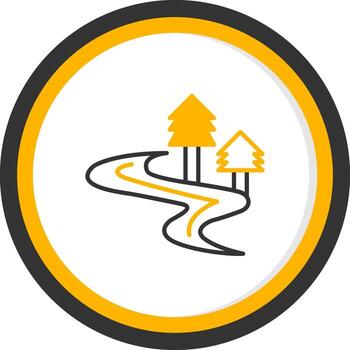 Flowing Freshwater River Stream Line Two Color Circle vector