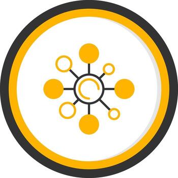 Molecule Structural Model Line Two Color Circle vector