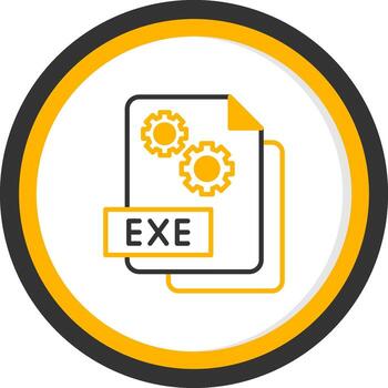 Executable EXE File Line Two Color Circle vector