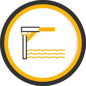 Jumping Springboard Platform Line Two Color Circle vector