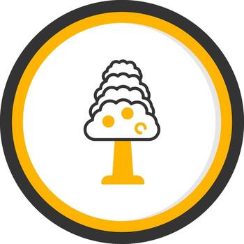 Sacred Cedar Tree Line Two Color Circle vector