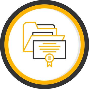 verificado certificado archivo línea dos color circulo vector