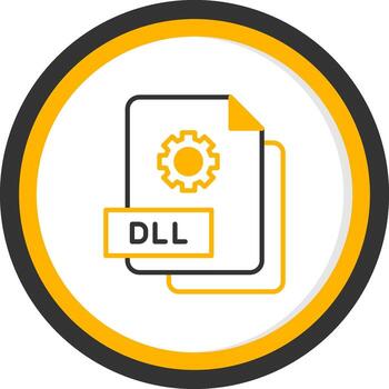 Dynamic DLL File Line Two Color Circle vector