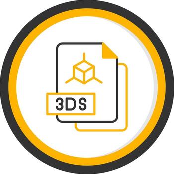 3DS Model File Line Two Color Circle vector