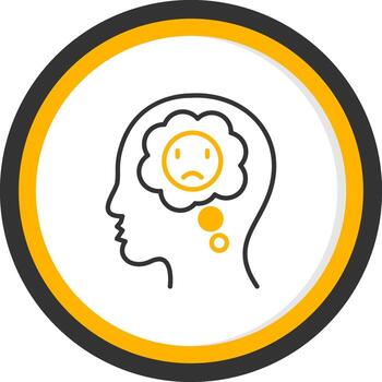 negativo pensando modelo línea dos color circulo vector