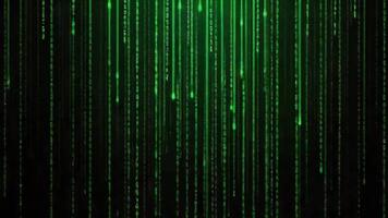 abstrakt grön digital regn bakgrund med strömmande binär koda och neon ränder video