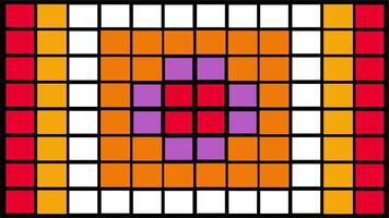 Pixel colorful grid forming abstract spiral square moving pattern video
