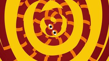 rosso giallo serpente spirale formatura concentrico ciclo continuo ottico illusione video