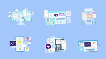 Flat design digital dashboard interface with modern business UI video