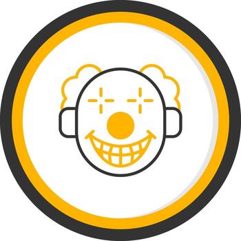 Funny Circus Clown Line Two Color Circle vector