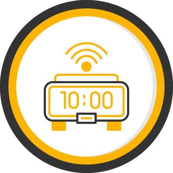 Digital Wall Clock Line Two Color Circle vector