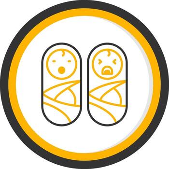 Identical Twins Babies Line Two Color Circle vector