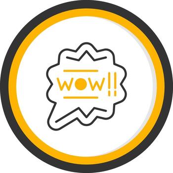 Wow Expression Text Line Two Color Circle vector