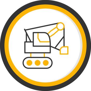 DragGlyph Excavator Crane Machine Line Two Color Circle vector