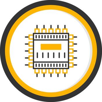 Micro Technology Chip Line Two Color Circle vector