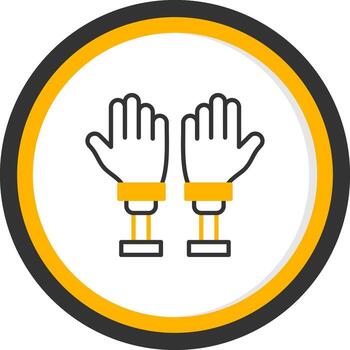 robótico protésico manos línea dos color circulo vector