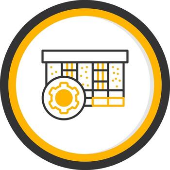 edificio construcción proceso línea dos color circulo vector