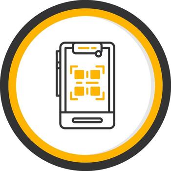 QR Code Scanner Line Two Color Circle vector