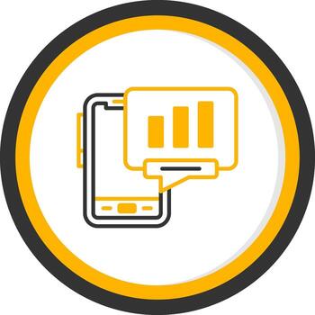 Mobile Signal Strength Line Two Color Circle vector