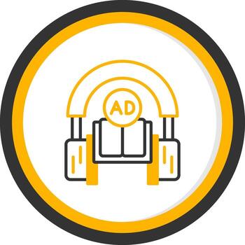 digital audio libro línea dos color circulo vector