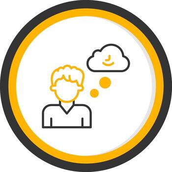 Daydreaming Thought Process Line Two Color Circle vector