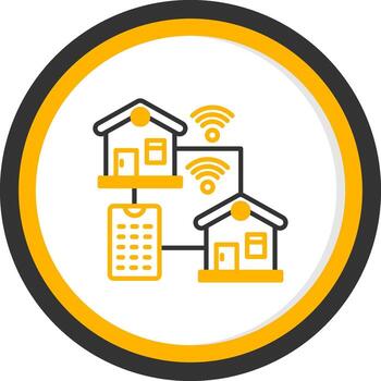 AI Powered Smarthome Line Two Color Circle vector