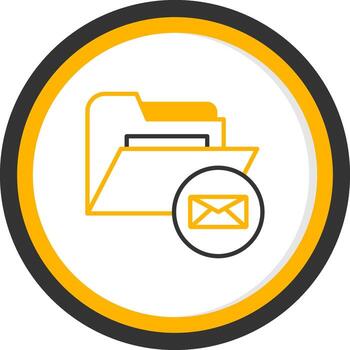 correo electrónico bandeja de entrada carpeta línea dos color circulo vector