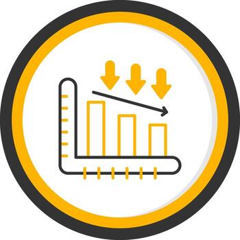 Decrease Bar Graph Line Two Color Circle vector